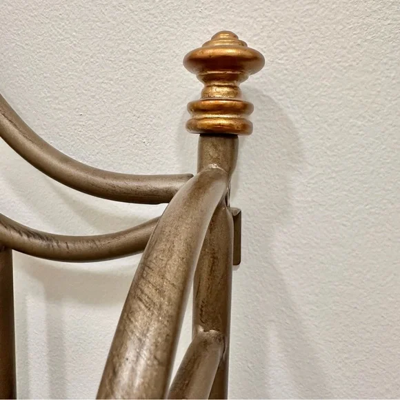 Vintage metal 2 tier wall table shelf gold brass tones tassels gorgeous like new - Picture 7 of 15